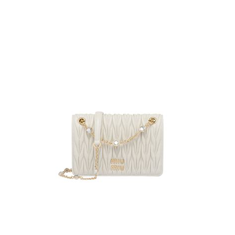 miu miu rr1780 pattina handbag nappa vernice|White Matelassé Nappa Leather Micro Bag .